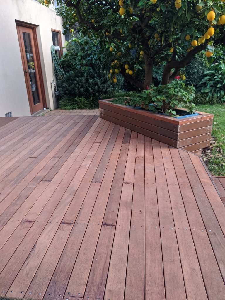 New rear timber deck constructed at Melbourne home. 